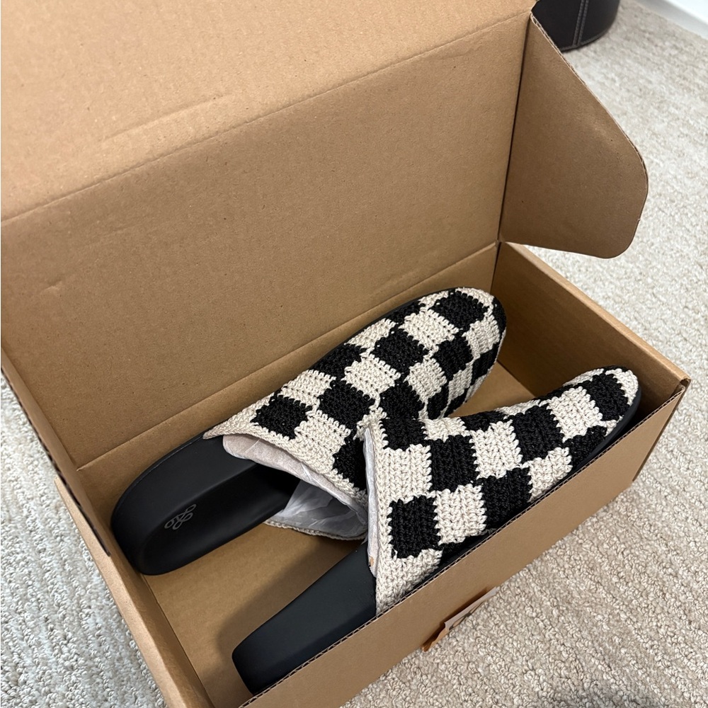 The SAK Black and White Checkered Slip-On Shoes